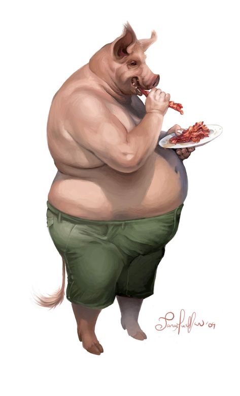 Pig Man, Man Eating, Bacon, Pizza, Deviantart, Twitter, Art, Pizzas