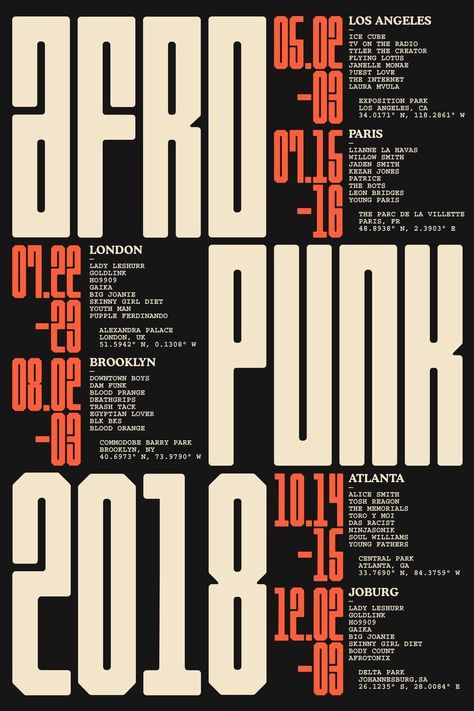 Interesting Graphic Design, Poster Design Inspiration School, Typographic Layout Design, College Graphic Design, Graphic Design College, Afropunk Festival, Typographie Logo, Typographic Poster Design, Posters Conception Graphique