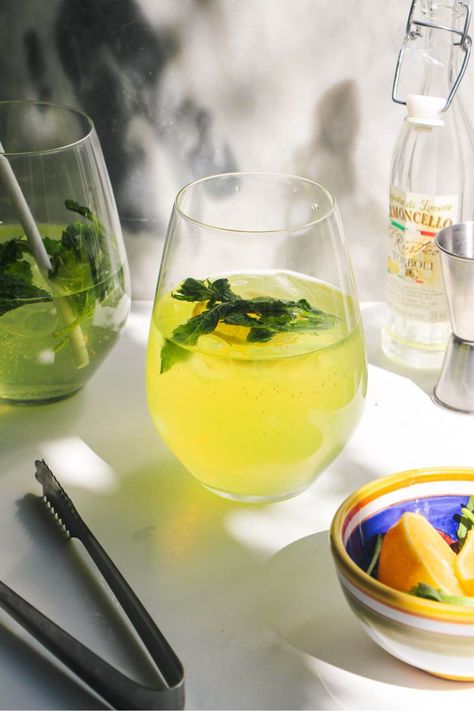 3 Ingredient Limoncello Spritz - Dished by Kate Banh Mi Tacos, Crispy Rice Salad, Taco Dishes, Toast Toppers, Limoncello Spritz, Satay Chicken, Spritz Recipe, Satisfying Salads, Peanut Dressing