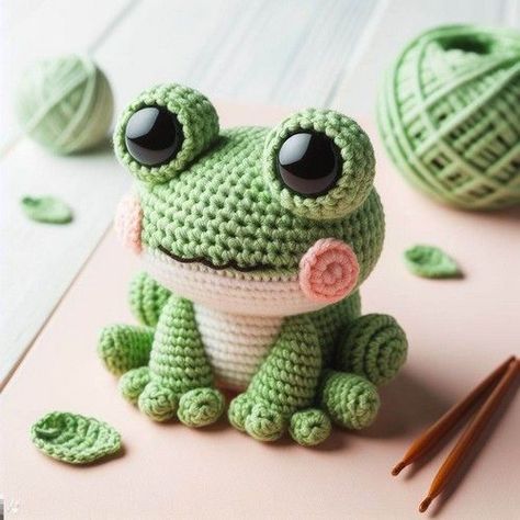 Crochet Frog Amigurumi Pattern Step By Step Crocheted Cow Pattern Free, Amigurumi Frog Free Pattern, Frog Amigurumi, Easy Beginner Crochet Patterns, Crochet Frog, Crochet Turtle, Crochet Baby Toys, Crochet Animals Free Patterns, Crochet Amigurumi Free