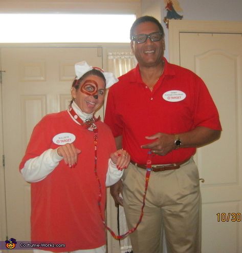 Target Employee & Bullseye Target Mascot - Halloween Costume Contest via @costumeworks Target Worker Costume, Target Employee Costume, Target Employee, Family Halloween Party, Bullseye Target, Costumes For Couples, Target Halloween, Homemade Costume, Couples Costume