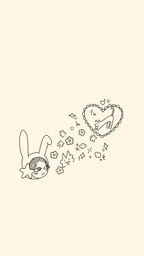 star bunny at the bottom is originally kailey.zoee’s art !! ,,, redrawn by me Phone Wallpaper With Widgets, Subtle Wallpaper Phone, Wallpapers Bunny, Star Aesthetic Wallpaper, Wallpaper For Homescreen, Stars Wallpaper Aesthetic, Pink Jellyfish Wallpaper, Fade Wallpaper, Aesthetic Iphone Layout