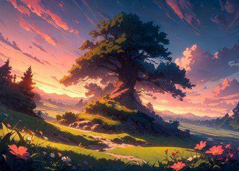 The tree🌿 #idgaming #lofi #displate #aiart #japan #tree #nature #wallart #screensaver #nature Lofi Nature, Anime Tree, Japan Tree, Screen Savers, The Tree, Tree House, Forest, Japan, Wall Art