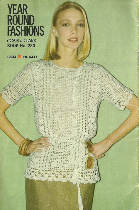 Original Vintage 70's Filet Crochet Top Blouse Pattern Bathing Suit Patterns, Crochet Knitting, Filet Crochet, Blouse Pattern, Vintage Crochet, Vintage 70s, Bathing Suit, Crochet Top, Bathing Suits