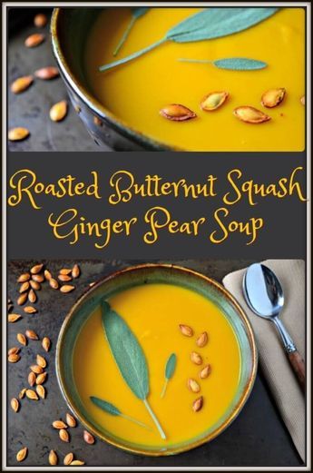 Pear Soup, Ginger Pear, Pear Ginger, Potatoes Roasted, Winter Soup, Roasted Butternut Squash Soup, Vegan Roast, Pear Recipes, Vegan Soup Recipes