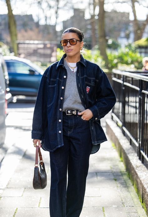 6 Items That Are Reaching Cult Status at Fashion Month | Who What Wear UK Denim Shirt Outfit, Black Bootcut Jeans, London Fashion Week Street Style, Sunglasses Outfit, Daily Fashion Inspiration, Denim Ideas, All Jeans, Double Denim, Street Style Trends