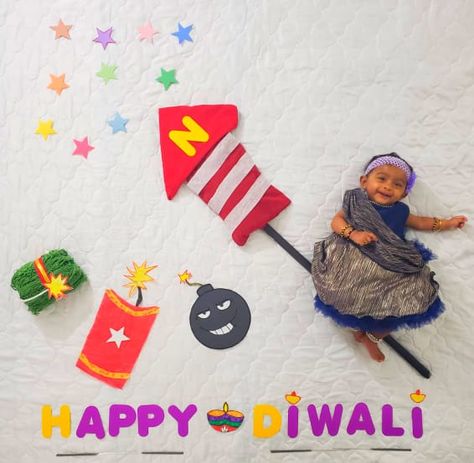 Diwali Baby Photography - Fire Crackers - #niVRiti Monthly Baby Photos Boy, Monthly Baby Photography, Diwali Photoshoot, Fall Baby Pictures, Fire Crackers, Diwali Photography, Baby Boy Newborn Photography, Baby Milestones Pictures, Monthly Baby Pictures