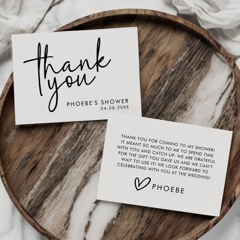 White Minimalist Script Bridal Shower Flat Engagement Party Thank You Cards, Thank You Bridal Shower Cards, Bridal Shower Thank You, Bridal Shower Thank You Cards Wording, Thank You Card Wording, Black And White Color Palette, Words Of Appreciation, White Bridal Shower, Modern Color Schemes