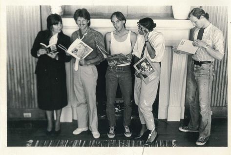 Carrie Scoville, Jeff Gunderson, Charles Stephanian, Sharon Chickanzeff and Robert Allen in the SFAI Library, c. 1982 Tommy Nutter, Savile Row Suit, Best Art Schools, Art Blakey, Bespoke Suits, Kehinde Wiley, Charlie Watts, Bespoke Suit, North Beach