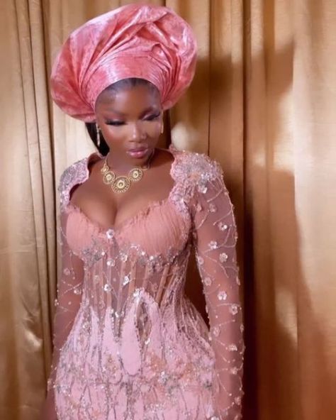 Yoruba Bride Traditional Attire, Pink Nigerian Wedding Dress, Pink Asoebi, African Traditional Wedding Dress Nigerian Bride Head Wraps, Yoruba Bride Traditional Attire Aso Oke, Pink Yoruba Wedding Attire, Igbo Wedding Dress, Pink Gele Nigerian, Nigerian Traditional Dresses