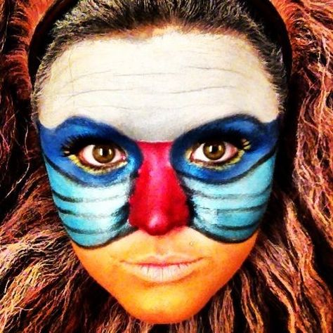 Rafiki makeup Lion King Face Paint, Rafiki Costume, Zazu Lion King, Monkey Face Paint, Rafiki Lion King, Lion King Play, Lion King Show, Lion King Costume, Lion King Theme