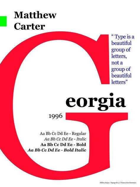 Georgia typeface (Matthew Carter) Matthew Carter Typography, Typography History, Typography Anatomy, Font Anatomy, Anatomy Of Typography, Georgia Poster, Georgia Font, Typeface Poster, Matthew Carter