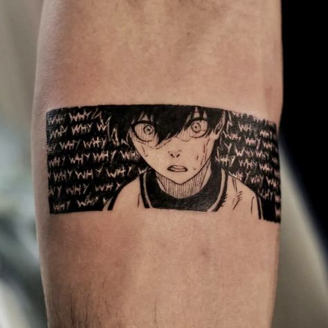 Blue Lock Tattoo, Lock Tattoo, Yoichi Isagi, Draw Anime, Blue Lock, Blackwork, Anime, On Instagram, Blue