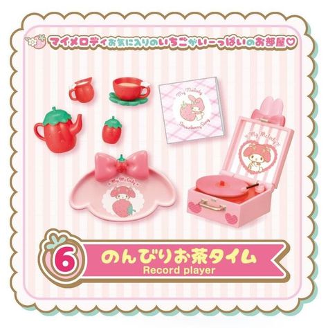 Strawberry Room, Cute Room, Miniature Set, Juju On That Beat, Sanrio Japan, Yami Kawaii, Chewing Gum, Colour Board, Record Player