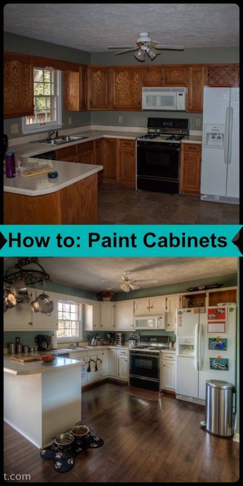 How to: Paint Cabinets- Love, Pasta and a Tool Belt | remodel | home | kitchen | cabinets | how to | DIY | paint | Painted Kitchen Cabinets, Mobile Home Kitchen, Paint Cabinets, Cocina Diy, Home Remodeling Diy, Painted Kitchen, Remodeling Mobile Homes, Mobil Home, Tool Belt