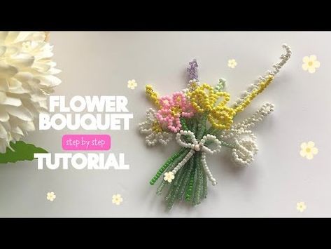 (247) FLOWER BOUQUET STEP BY STEP TUTORIAL - YouTube Beaded Flower Tutorial, Bouquet Step By Step, Beaded Bouquet, Beaded Pendants, Beads Bracelet Design, Bracelet Design, Beading Tutorials, Beads Bracelet, Mimosa