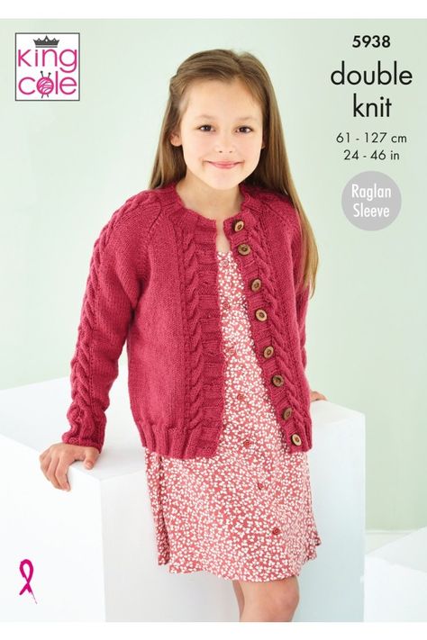 King Cole 5938 Sweater and Cardigan in Pricewise DK (leaflet) - Wool Warehouse - Buy Yarn, Wool, Needles & Other Knitting Supplies Online! Kids Cardigan Knitting Pattern, Girl Cardigan, Girls Cardigan Knitting Pattern Free Children, Ballet Wrap Sweater Knitting Pattern Free/infant, Girls Cardigan Sweater, Knitting Patterns Free Blanket, King Cole, Pattern Code, Knitting Supplies