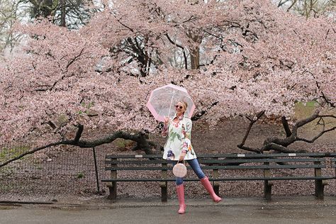 RAINY DAY OUTFITS // APRIL SHOWERS Outfits Mit Leggings, Spring Umbrella, Pink Hunter Boots, Rainy Day Outfit For Spring, Womens Rubber Boots, Rain Outfit, Silvester Outfit, Blair Eadie, Rainy Day Fashion