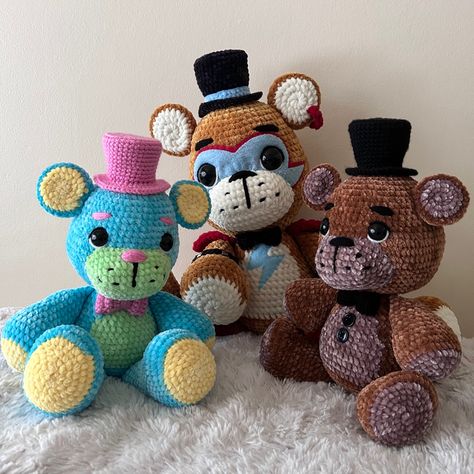 Crochet Five Nights At Freddys Free Pattern, Fnaf Foxy Crochet Pattern, Five Nights At Freddy's Crochet Pattern, Freddy Fazbear Crochet Pattern, Fnaf Crochet Plushies, Crochet Fnaf Plush, Fnaf Crochet Pattern, Fnaf Crochet Pattern Free, Plushie Patterns Crochet