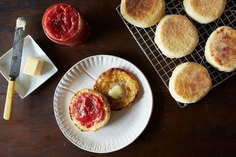 English Muffin Recipes, Christina Tosi, Momofuku Milk Bar, Homemade English Muffins, English Muffins, English Muffin, Family Meal, Strawberry Jam, Food 52