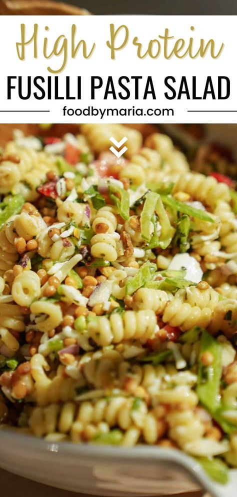 Fusilli Pasta Salad, Fusilli Pasta Recipe, High Protein Salad, Protein Pasta Salad, Vegetarian High Protein, Vegetarian Pasta Salad, High Protein Pasta, The Perfect Salad, Healthy Pasta Salad