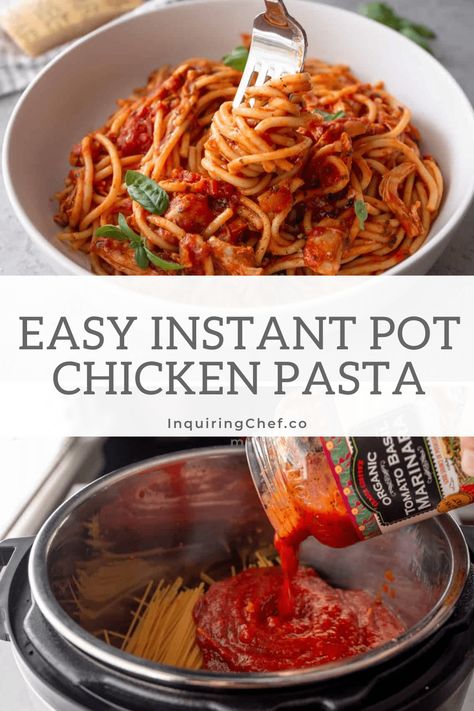 Instant Pot Chicken Spaghetti, Chicken With Spaghetti Sauce, Spaghetti Ingredients, Chicken Spaghetti Recipes, Easy Pasta Dinner, Pot Recipes Easy, Italian Recipes Easy, Italian Recipe, Pasta Ingredients