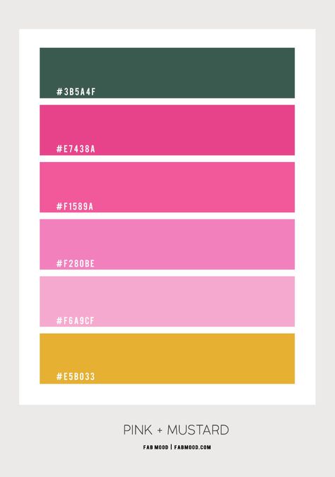 Mustard and Pink Colour Scheme – Colour Palette #80 1 - Fab Mood | Wedding Colours, Wedding Themes, Wedding colour palettes Bright Mustard Yellow, Mustard Yellow And Pink Color Palette, Bright Pink Colour Combinations, Hot Pink Branding, Hot Pink Color Palette, Purple Branding, Summer Colour Palette, Pink Colour Palette, Raya 2022