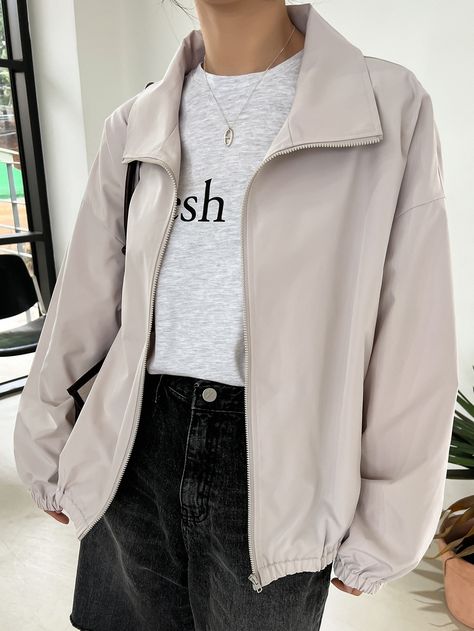 Light Jackets For Women Spring, Drop Shoulder Jacket, Shoulder Jacket, Women Outerwear, Beige Jacket, Women Jackets, Cute Jackets, Light Jacket, Outerwear Women