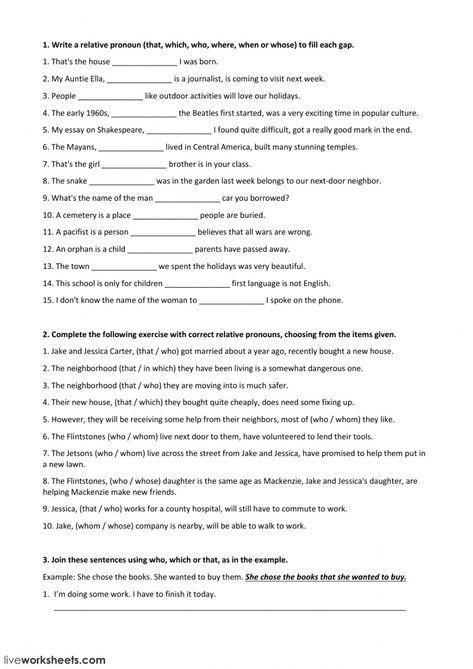 Relative Pronouns Worksheet, Grammar Worksheets High School, 6th Grade Spelling Words, Third Grade Grammar Worksheets, Practice English Grammar, Adjectives Grammar, Personal Pronouns Worksheets, Pronouns Worksheet, Complex Sentences Worksheets