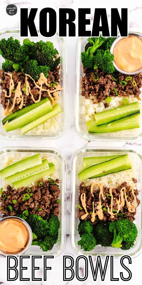 A Korean ground beef bowl is a delicious Asian inspired dish you can enjoy for lunch or dinner tonight. Full of flavor and fresh ingredients you can have this prepped and ready in less than 30 minutes! It's a Whole Lotta Yum! Korean Ground Beef Bowl, Ground Beef Bowl, Whole Lotta Yum, Teacher Lunches, Korean Bulgogi, Korean Ground Beef, Korean Beef Bowl, Fit Meals, Beef Bowl