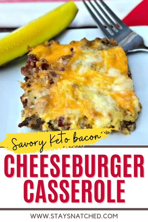 The simple keto bacon cheeseburger casserole is similar to hamburger pie. This dish is loaded up with creamy, melted cheese, cream cheese, mustard, Worcestershire sauce for burger flavor. With only 2 grams of carbs, this dish is perfect for meal prep and leftovers. You can even serve this dish for breakfast. Cheeseburger Casserole Keto, Keto Bacon Cheeseburger, Low Carb Cheeseburger Casserole, Hamburger Pie, Casserole Keto, Bacon Cheeseburger Casserole, Hamburger Casseroles Recipes, Keto Bacon, Burger Seasoning