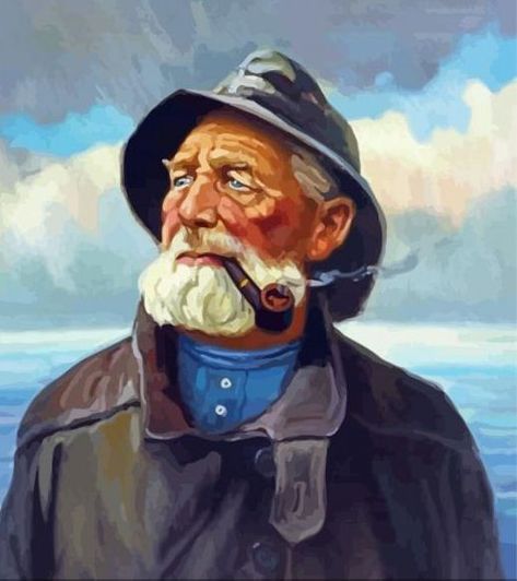 Old Sea Captain, Tire Art, Old Fisherman, Sea Captain, Ship Drawing, Call Of Cthulhu, Acrylic Paint Set, Nautical Art, Dutch Artists