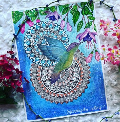 #hummingbirds #hummingbirdcrew #birds #mandala #mandalatattoo #mandalaart #mandaladesign #glitter #watercolor #arteza #flowers #blue Hummingbird Mandala, Bird Mandala, Glitter Watercolor, Color Mandala, Mandala Art Therapy, Mandala Art Lesson, Mandala Artwork, Madhubani Painting, Colorful Bird