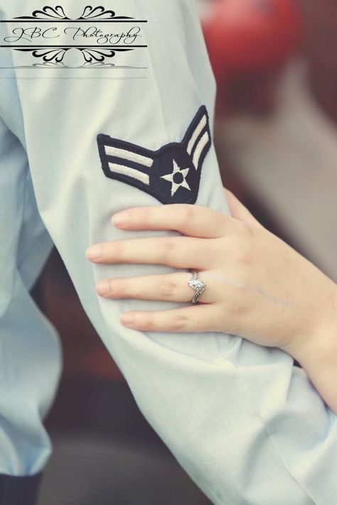 Ring shot idea, military, wedding, ring, engagement, air force, military, JBC Air Force Ideas, Military Wedding Pictures, Air Force Wedding, Air Force Girlfriend, Military Weddings, Military Couple, Army Wedding, Air Force Military, Hanger Wedding