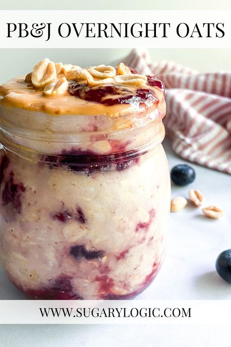 Peanut Butter And Jelly Without Bread, Peanut Butter And Jelly Overnight Oats Healthy, Peanut Butter And Jelly Oats, Overnight Oats Vanilla Pudding, Pb&j Overnight Oats Healthy, Overnight Oats With Jam, Peanut Butter And Jam Overnight Oats, Overnight Oats Pb And J, Overnight Oats Peanut Butter And Jelly