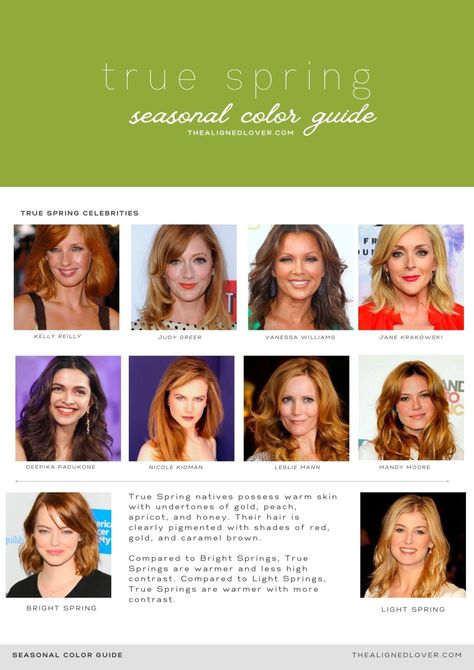 True Spring Red Hair, Warm Spring Color Palette Hair, Warm Spring Celebrities, True Spring Celebrities, True Spring Lipstick, True Spring Outfits, Spring Seasonal Color Palette, Spring Skin Tone, True Spring Palette