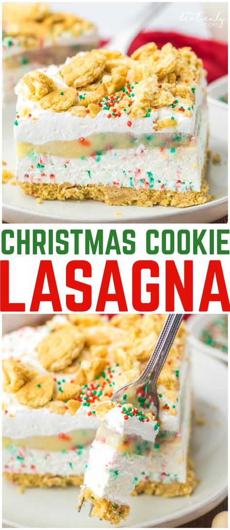 christmas dessert Cookie Lasagna, Lasagna Dessert, Christmas Dinner Desserts, Xmas Desserts, Layered Dessert, Potluck Desserts, Christmas Desserts Easy, Christmas Baking Recipes, Desserts For A Crowd