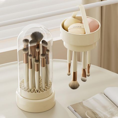 PRICES MAY VARY. 【Innovative Design Features】:3 in 1 design, it can be used for storage of makeup brushes/eggs, cleaning them and drying. One side is like a bowl with a multi textured bottom for washing your makeup brushes/eggs well 【Excellent makeup brushes holder】: It has a lot of mesh ports in different shapes and sizes that hold big and small makeup brushes,it has a transparent lid,It has a good dust-proof effect 【Multi-Functional Cleaning Bowl】: The cleaning bowl allows for efficient cleaning and drying, keeping your brushes and eggs hygienic and ready for use in no time 【Organized and Accessible】:Keep your cosmetics organized with our makeup brush holder, which provides a designated spot for each brush, ensuring easy access whenever you need them 【Travel-Friendly】:With its compact si Makeup Brush Cleaning Mat, Makeup Display, Clean Cosmetics, Silicone Makeup, Makeup Brush Organization, Makeup Brush Storage, Makeup Brush Cleaner, How To Clean Makeup Brushes, Silicone Brush