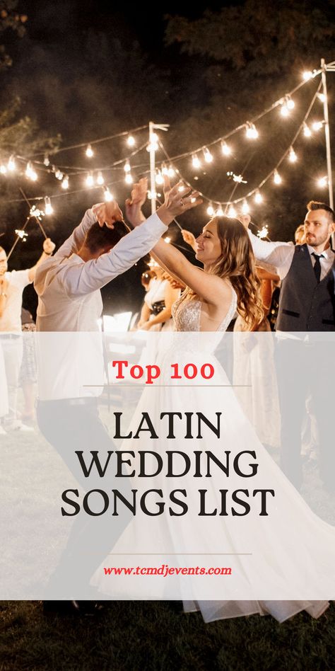 Bride & Groom Dancing at an outdoor wedding reception with their hands up.You can assume they are listening to a dembow track. Wedding Songs List, Reception Songs, Latin Wedding, Wedding Song List, Dj Events, Wedding Reception Music, Songs List, Top 100 Songs, Wedding Playlist