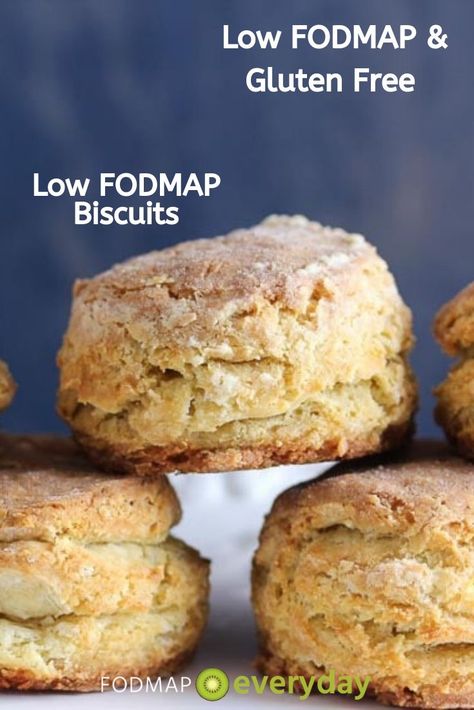 Flaky, buttery biscuits. Did someone say butter? Yes! Butter is naturally low in lactose and is considered low FODMAP! Our Low FODMAP Biscuits use the real thing. You HAVE to use butter to make biscuits, in our opinion. #glutenfree #vegetarian #delish #ibs #ibsdiet #lowfodmap #fodmapeveryday Low Fodmap Biscuits, Low Fodmap Bread Recipe, Low Fodmap Bread, Fodmap Bread, Low Fodmap Breakfast, Leftover Turkey Pot Pie, Low Fodmap Appetizers, Fodmap Baking, Fod Map