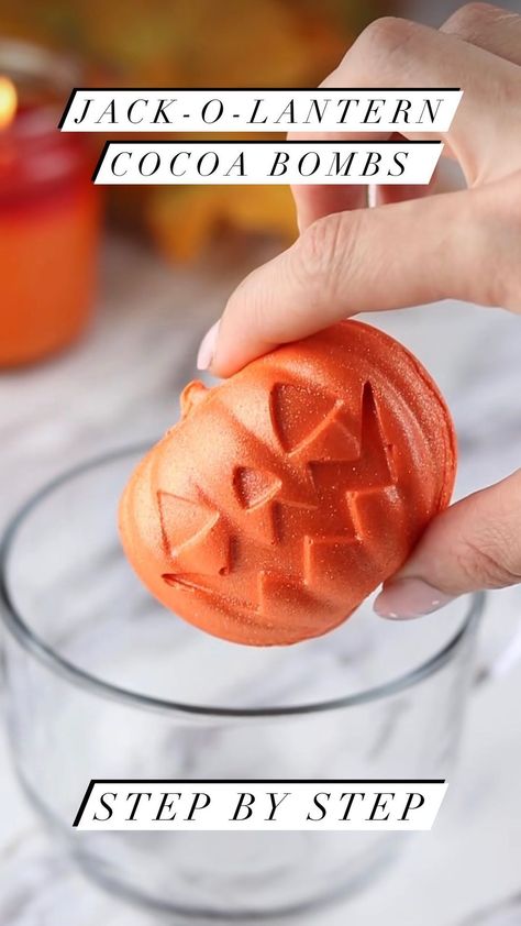 How to Make How Cocoa Bombs- Halloween edition 🎃☕️ You’ll need- -white chocolate melting wafers ( @ghirardelli ) -oil based orange food… | Instagram Halloween Hot Chocolate Balls, Pumpkin Mold Ideas, Halloween Hot Cocoa Balls, Halloween Hot Chocolate, Halloween Chocolate Molds, Sheri Wilson, Pumpkin Hot Chocolate, Hobbit Food, Bake Sale Treats