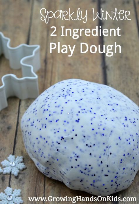 Sparkly winter two ingredient play dough recipe. Schnee Party, Play Dough Recipe, Melting Snowman, Winter Activities Preschool, January Crafts, Winter Play, Eyfs Activities, Two Ingredient, Winter Classroom