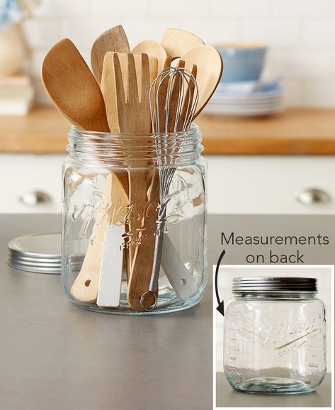 Mason Jar Utensil Holder Countertop Cuts, Mason Jar Utensil Holder, Mason Jar Kitchen, Refinish Kitchen Cabinets, Cooking Supplies, Kitchen Utensil Holder, Whisks, Glass Mason Jars, Spoon Holder