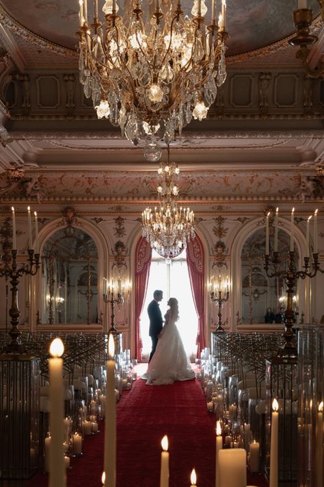 A bride and groom silhouetted by glowing chandeliers and an opulent red carpet aisle. A scene straight out of a fairytale wedding. Imagine saying “I do” in a setting this magical! Nyc Editorial, Bride And Groom Silhouette, Editorial Wedding Photography, Couples Shoot, Wedding Photography Studio, Editorial Wedding, Washington Dc Wedding, Dc Weddings, Grand Entrance