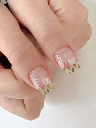 Nail Salon Prices, Tulip Nails, Paper Decoration, Floral Nail Designs, Simple Gel Nails, Floral Nail Art, Nail Art Sticker, Diy Nail Art, Flower Nail Art