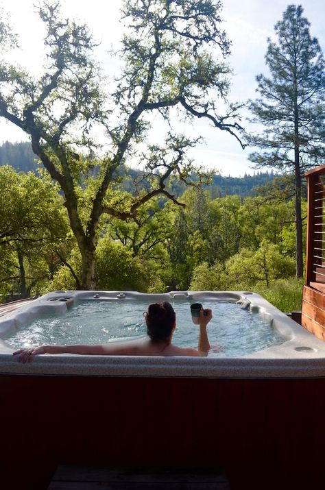 Stunning Round House, View, Hot Tub - Houses for Rent in Grass Valley, California, United States Hot Tub Mountains, Hot Tub In The Mountains, Big Bear California Aesthetic, Autumn Wellness, Relaxed Woman, Waterfall Pond, Grass Valley California, Big Bear California, 2025 Goals