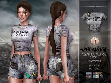 {busra-tr} Apocalypse Clothes SET-60 (TOP) BD232 +HQ Apocalypse Clothes, Poor Clothes, Apocalypse Clothing, Sims 4 Clothing Sets, Post Apocalyptic Clothing, Zombie Apocalypse Outfit, Zombie Clothes, Survival Clothing, Clothes Cc