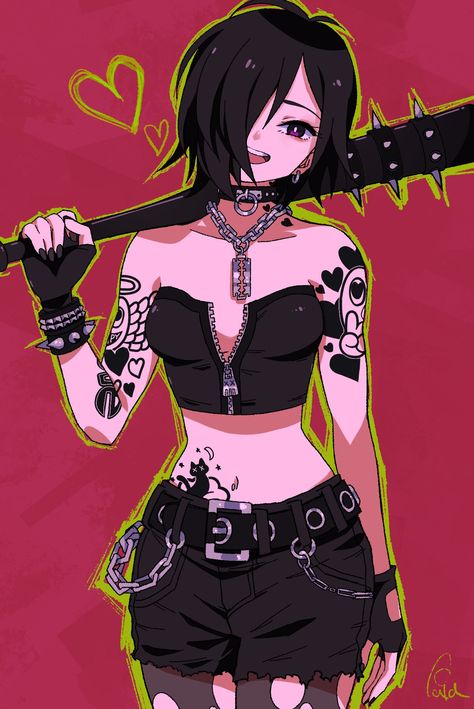 Punk Female Character Design, Sushi Pizza, Books Fanart, Jennifer Rose, Anime Goth, Arte Punk, Goth Girl, Cute Profile Pictures