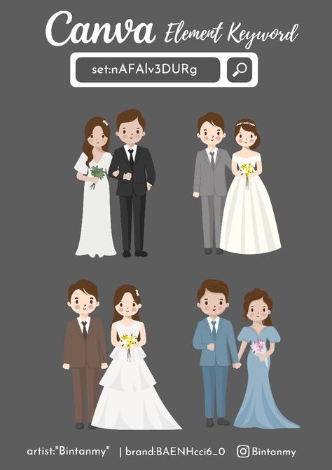 Canva elements keyword for wedding couple vec Canva Elements Keyword Wedding, Canva Wedding Elements, Wedding Couple Vector, Kode Canva, Canva Watercolor, Victorian Wedding Invitations, Couple Vector, Canva Keywords, Canva Wedding