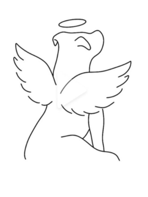 Angel Dog Drawing, Pit Bull Drawing, Boxer Dog Tattoo, Dog Drawing Simple, Angel Wings Drawing, Minimal Tattoo Designs, Minimal Tattoo Ideas, Cowgirl Tattoos, Pitbull Tattoo